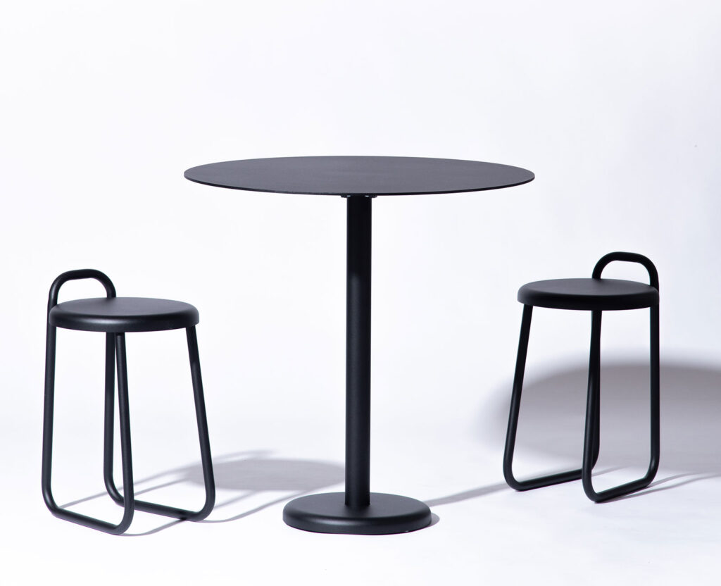 Op stools and Meridio table still life picture