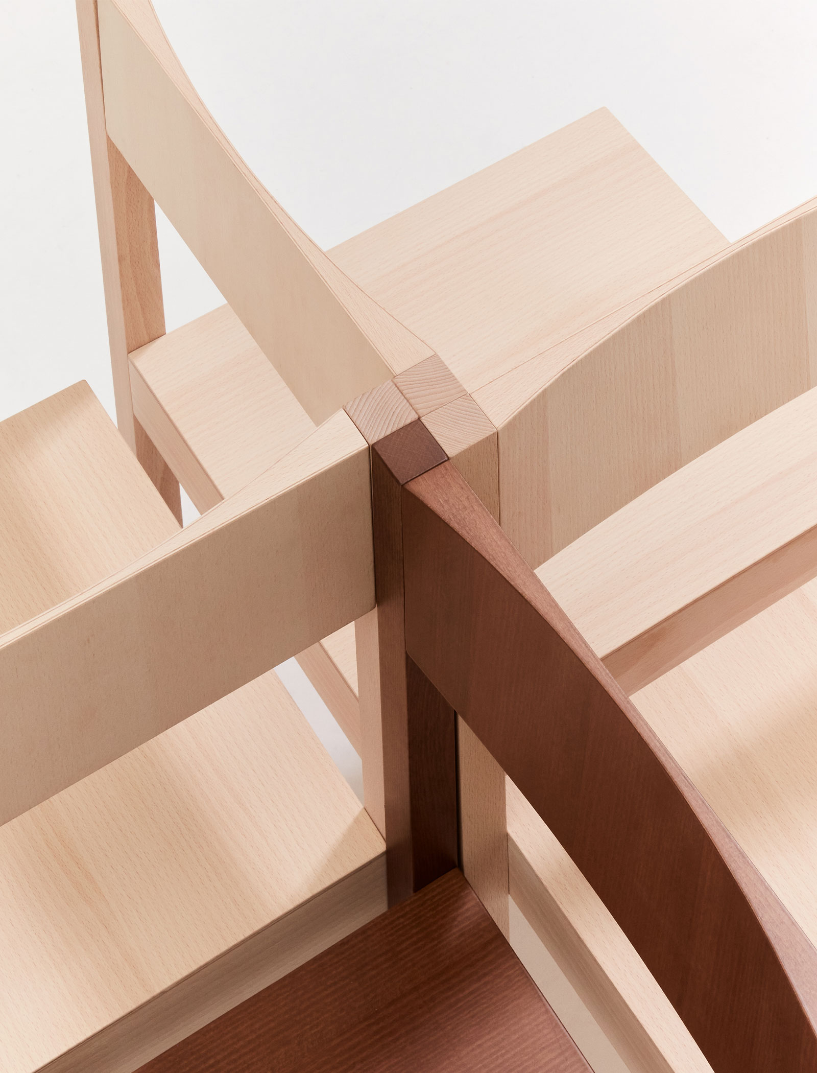 Archetype-A, wooden chair designed for the Italian company Billiani