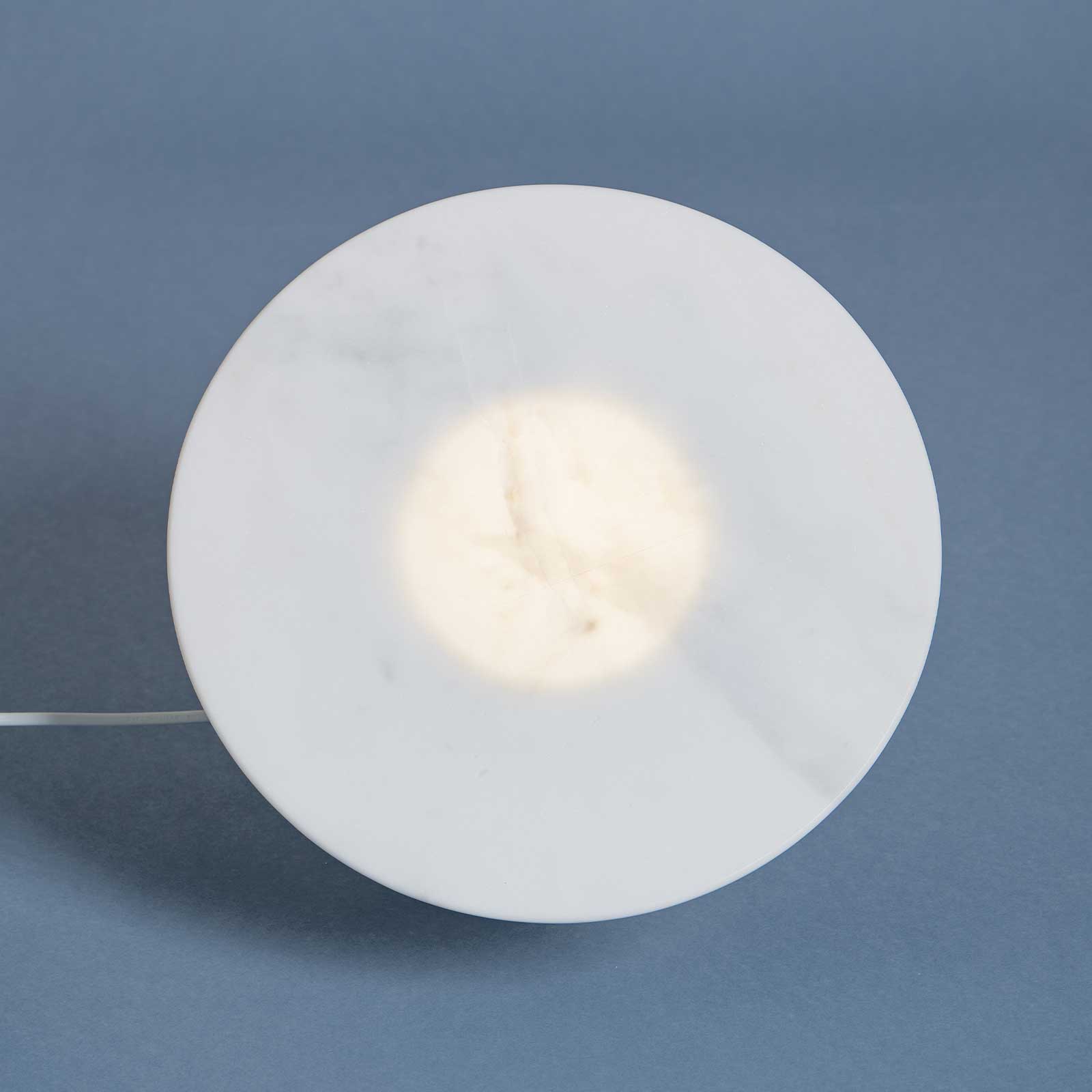 Aura disc on cylindrical base, top view, warm center visible